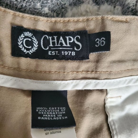 CHAPS Men's Embroidered White Seagulls Flat Front Chino Shorts Khaki Size 36 - Picture 4 of 13